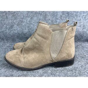 Atmosphere Bootie Women's 9 Beige Suede Leather Slip On Chelsea Boots